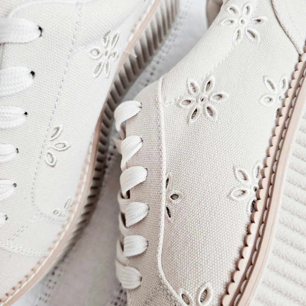 DV By Dolce Vita Canvas Eyelet Chunky Platform Lace Up Sneakers Shoes 8 Brin NEW - Picture 7 of 14